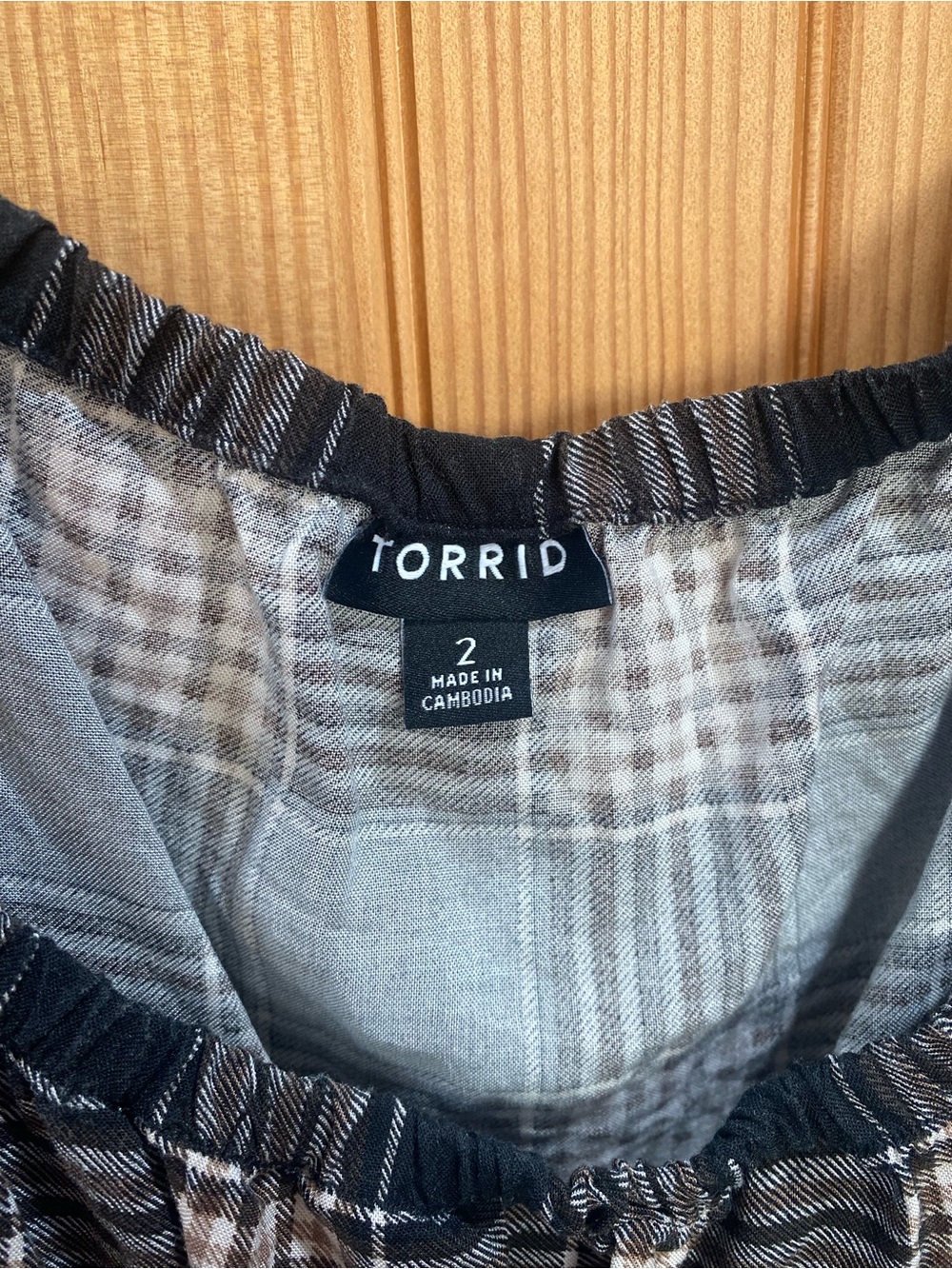 Torrid Black and Cream Plaid Square Neck Dress - Picture 3 of 7